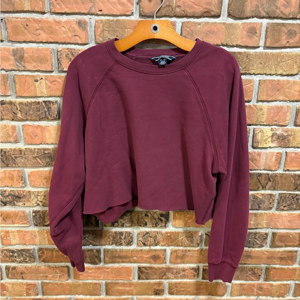 Lands' End Women's Maroon Cropped Sweatshirt